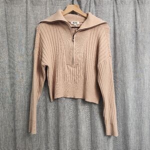 525 America Size XS Blush Pink Half Zip Pullover Sweater Acrylic Sailor Collar